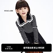 little MO&Co.含羊毛 童裝冬季女童娃娃領(lǐng)打底衫毛衣兒童針織衫女孩 黑白條色 155 155/72