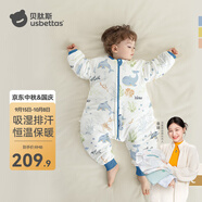 貝肽斯睡袋嬰兒春秋季兒童分腿保暖防驚跳睡衣新生兒寶寶恒溫睡袋防踢被 海鯨秋冬中厚-感溫(10-20℃） S碼 60-85cm(建議6-18個月）