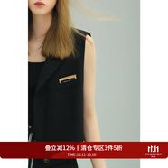 COCOBELLA設(shè)計(jì)感不對(duì)稱(chēng)衣擺西裝馬甲女秋混搭疊穿通勤馬夾WS4 黑色 L