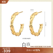 白嵐麻花耳環(huán)女S925銀耳釘時尚素圈耳飾簡約優(yōu)雅氣質生日禮物小禮品 金色大號