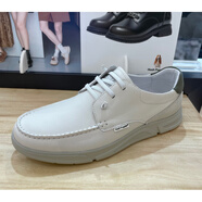 暇步士（Hush Puppies）2025春款百搭一腳蹬男休閑皮鞋B7H03AM3 白色 38