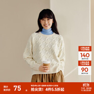 森馬毛衣女冬寬松時尚氣質(zhì)圓領(lǐng)針織衫優(yōu)雅千鳥格套頭衫女裝內(nèi)搭 白色調(diào)00311 L