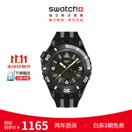 斯沃琪（Swatch）瑞士手表 潛航系列 時尚夜光透視石英腕表生日禮物石英手表 黑海潛航 SSCU09B100