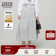 Teenie Weenie【亞麻】小熊女裝半身裙秋季新款時尚豎條紋裙子長裙 條紋 S