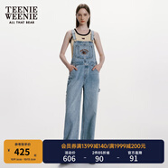 Teenie Weenie小熊女裝春裝休閑棉質(zhì)舒適牛仔褲背帶褲女士長褲 淺藍(lán)色 L (170)