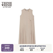 Teenie Weenie小熊女裝春夏知識分子寬松無袖百褶連衣裙收腰氣質(zhì)裙 卡其色 S