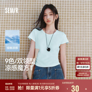 森馬（Semir）短袖t恤女短款修身圓領(lǐng)內(nèi)搭25夏涼感收腰V領(lǐng)上衣辣妹109325100006
