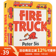 英文原版 Fire Truck 紙板書 Peter Sis 消防車 交通工具 兒童認(rèn)知識(shí)物 親子早教圖畫繪本 綠山墻