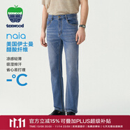 texwood蘋(píng)果牛仔褲男秋裝新款男褲士直筒褲時(shí)尚官方正品男褲 中藍色 輕薄 【涼感醋酸】 35 【合體】180/88A腰圍2尺78