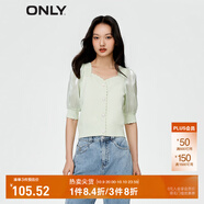 ONLY淑女泡泡袖花朵拼接套頭短袖針織衫女|123213003 A01 西克雷斯特SEACREST M 165/84A