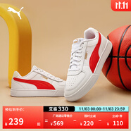 彪馬（PUMA）經(jīng)典復(fù)古透氣小白鞋男女百搭休閑板鞋運動鞋CAVEN 380810 白-紅色-25 42