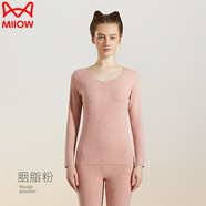 貓人情侶秋衣秋褲套裝男士徳絨發(fā)熱保暖內衣女羊毛蠶絲2025秋冬 胭脂粉-女款 航天禮盒  送禮首選 M