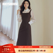 ROEYSHOUSE羅衣氣質(zhì)秋裝新款套裝淑女玻璃紗襯衫雪紡連衣裙兩件套07035 咖色 S