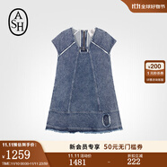 ASH女裝春夏新款DRESS時尚牛仔連衣復(fù)古做舊梭織裙子女 淺牛仔藍 M