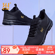 361 男鞋冬季運(yùn)動(dòng)鞋透氣網(wǎng)面慢跑鞋軟底休閑鞋子 烏黑色/皇冠金 41