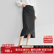 尚都比拉氣質(zhì)設(shè)計感半身裙女裝秋季開衩包臀裙顯瘦中長款裙子女 斑鳩灰 L