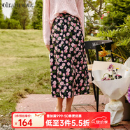 Olrain歐芮兒碎花燈芯絨半身裙女秋夏法式優(yōu)雅復古中長(cháng)款裙子 花色 S