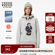 Teenie Weenie小熊女裝加絨衛(wèi)衣秋季簡約風(fēng)抽繩連帽休閑寬松上衣女 中灰色 S (160)