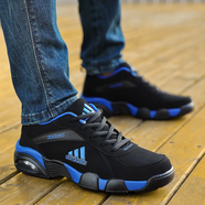 品牌斷碼氣墊跑步鞋男鞋秋冬季休閑鞋運動(dòng)鞋男女網(wǎng)面透氣旅游鞋子 AD996黑藍皮面 43