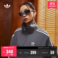 adidas情侶款復(fù)古風(fēng)梭織立領(lǐng)夾克外套男女秋季阿迪達(dá)斯官方三葉草   深灰   XL