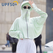 ALFB冰絲防曬衣女2023新款夏季紫外線長(zhǎng)袖超薄外套騎車防曬服 360護(hù)面防曬衣-綠色