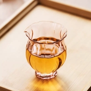 詠幻綠昌明加厚玻璃公道杯分茶器耐熱功夫茶具配件茶海透明帶嘴玻 粉色水仙公道杯約150ml