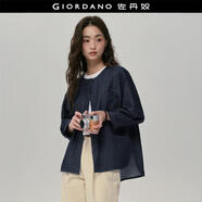 佐丹奴 設計師款女裝2026年春洗水圓領(lǐng)七分袖寬松牛仔外套18375203 62牛仔藍 S