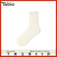 Tabio素色襪子女純色羅紋中筒襪黑白色日本女襪堆堆襪本命年紅襪 奶白色 1雙 均碼 (22.5-24.5cm)