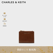 CHARLES&KEITH質(zhì)感純色包包女包多卡位短款錢包女士生日禮物CK6-10680907 Chocolate巧克力色 XXS