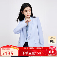 秋水伊人通勤小西裝女春新款修身一?？郯俅钪鄙硇奚砦鞣@瘦外套女 藍(lán)色 XL