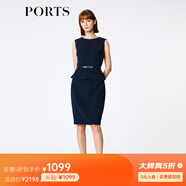 PORTS寶姿春夏款女裝修身連衣裙優(yōu)雅無袖包臀職業(yè)連衣裙 丈青 XS (2)