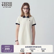 Teenie Weenie小熊夏季撞色Polo休閑通勤簡約白色連衣裙時尚收腰短裙女 乳白色 L (170)