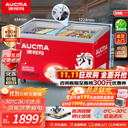 澳柯瑪338升雪糕柜臥式冰柜展示柜 商用冷凍柜 大容量冰箱點菜冷柜 鋼化玻璃門負30度 1級能效 SD-338HA