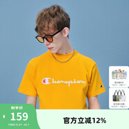 Champion冠軍T恤男女同款早春潮流印花圓領(lǐng)情侶裝 黃色 M