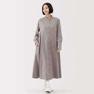 無印良品（MUJI）女式 法蘭絨 立領(lǐng)長(zhǎng)袖連衣裙女裝裙子純棉連身裙25年秋季 米色 S (155/80A)