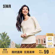 森馬（Semir）長袖T恤女吸濕發(fā)熱抗菌緊身內(nèi)搭2024圓領(lǐng)抓絨套頭衫109724101007