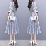 翠花冰絲連衣裙2025新款夏季仙女超仙森系收腰顯瘦氣質(zhì)法式女神范 圖片色 3XL