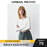 UR秋季新款女裝曠野美拉德百搭修身針織開(kāi)衫UWB940014 本白 L
