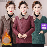 飄朵蕓媽媽裝皮衣免洗外套中老年媽媽棉襖冬季保暖女士秋冬加絨加厚夾克 防皮面女襖顏色隨機發(fā)一件 2XL (90-115斤)