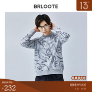 巴魯特（Brloote）潮流衛衣男個(gè)性時(shí)尚滿(mǎn)身印花舒適長(cháng)袖T恤秋冬 淺灰 170/92A