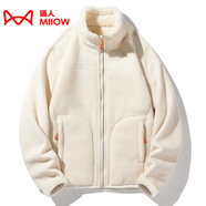 貓人（MiiOW）抓絨衣女男搖粒絨外套秋冬新款毛衫戶外保暖珊瑚絨衛(wèi)衣加絨雙面穿 KY1008S象牙白-女 M