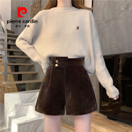 皮爾卡丹（pierre cardin）闊腿靴褲女外穿秋季褲子2025新款韓版高腰寬松顯瘦短褲加厚休閑褲 咖啡色 L