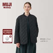無印良品（MUJI）女式 可水洗 絎縫夾克 女外套長袖秋冬款女裝菱格棉服BD0YTA4A 黑色 S (155/80A)