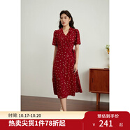 獨束大碼女裝法式小翻領連衣裙女夏季新款遮肉顯瘦雪紡裙子 紅色-長款 4XL （尺碼：6）