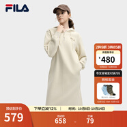 FILA 斐樂官方連衣裙2025年秋季新品長款連帽打底衛(wèi)衣長裙子 麥稈米色-BG 2XL 180/96A/XXL