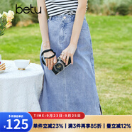 betu百圖女裝半身裙開叉百搭牛仔半身裙女夏季2205T44 牛仔色 L