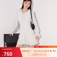 SNIDEL【搶先購】春夏甜美泡泡袖荷葉領(lǐng)收腰碎花連衣裙SWFO241069 圓點(diǎn)圖案 S （0）