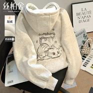 絲柏舍加絨衛衣2025冬裝新款女裝時(shí)尚寬松連帽可愛(ài)印花上衣