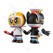 映棠美影正版黑貓警長(cháng)白貓班長(cháng)淘公仔玩具動(dòng)漫擺件兒童生日禮新年禮物 黑貓警長(cháng)+白貓班長(cháng) 高9厘米