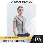 UR2025秋季新款女裝簡約設計感披肩式修身短袖T恤UWU450013 花灰 L